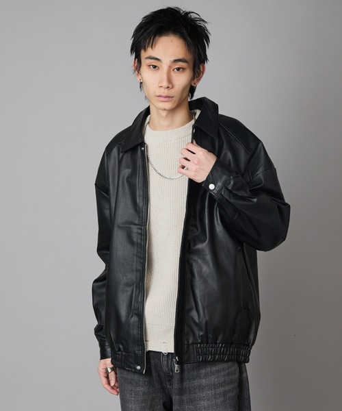 Theater code ブルゾン アウター Zip-Up Faux Leather Jacket/ジップ