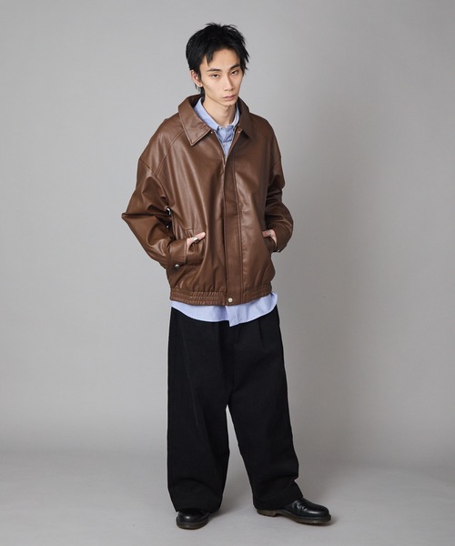 Theater code ブルゾン アウター Zip-Up Faux Leather Jacket/ジップ