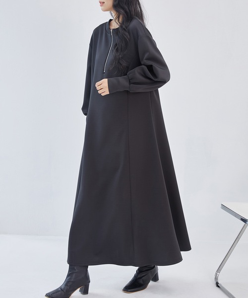 masa2ブラック38ロングタイプ Lace Ladies（レースレディース） ワンピース 2WAY ハーフジップ 長袖