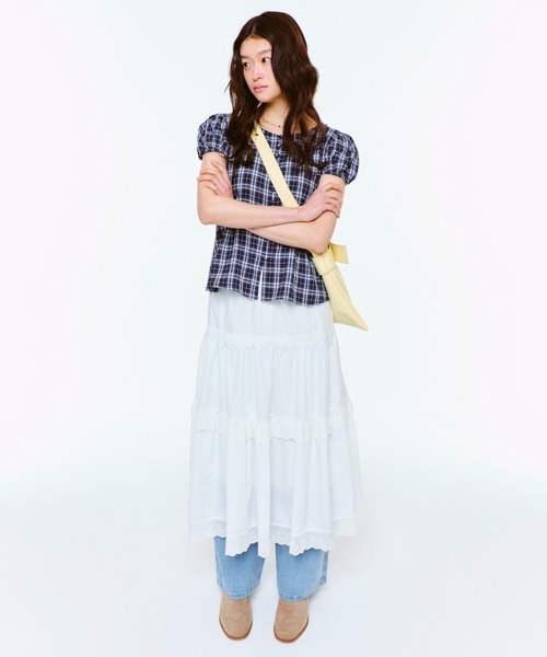 「FEKETE」 半袖ブラウス MEDIUM ネイビー レディース_画像8