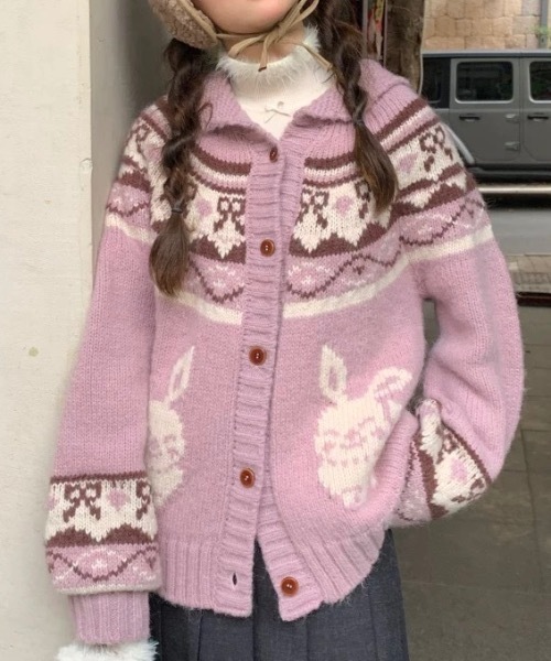 AsRiRe カーディガン 25aw バニージャカードカーディガン レディース