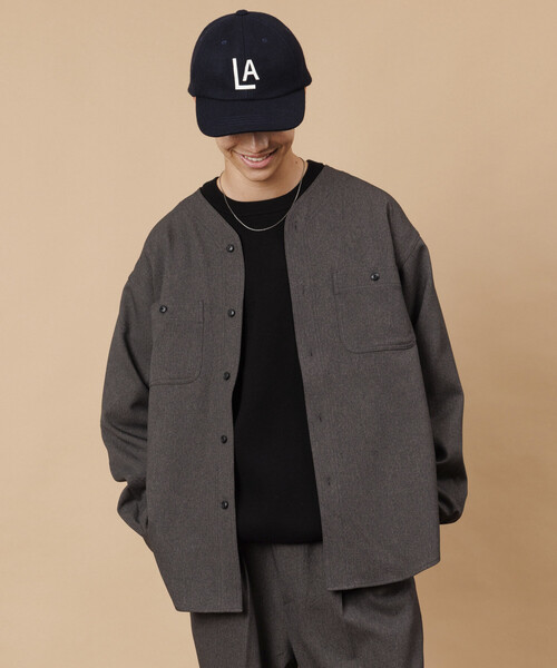 FREAK'S STORE シャツ LANATEC WOOLY リラックスフィット ノーカラー