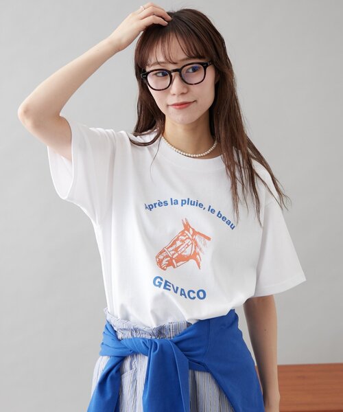 「GEVACO」 半袖Tシャツ SMALL ブルー レディース_画像2