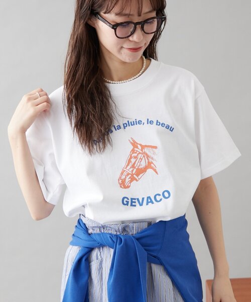 「GEVACO」 半袖Tシャツ SMALL ブルー レディース_画像3