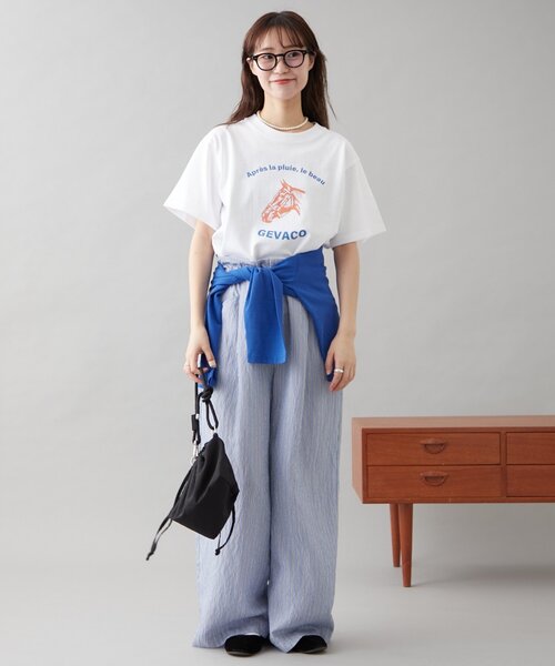 「GEVACO」 半袖Tシャツ SMALL ブルー レディース_画像7