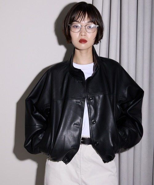 leimn ブルゾン アウター 2WAYフェイクレザージャケット レディース