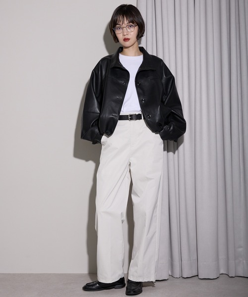 leimn ブルゾン アウター 2WAYフェイクレザージャケット レディース