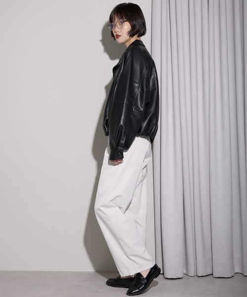 leimn ブルゾン アウター 2WAYフェイクレザージャケット レディース