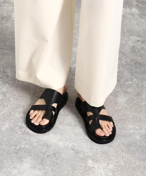 「CAMINANDO」 フラットサンダル 37 ブラック レディース_画像2