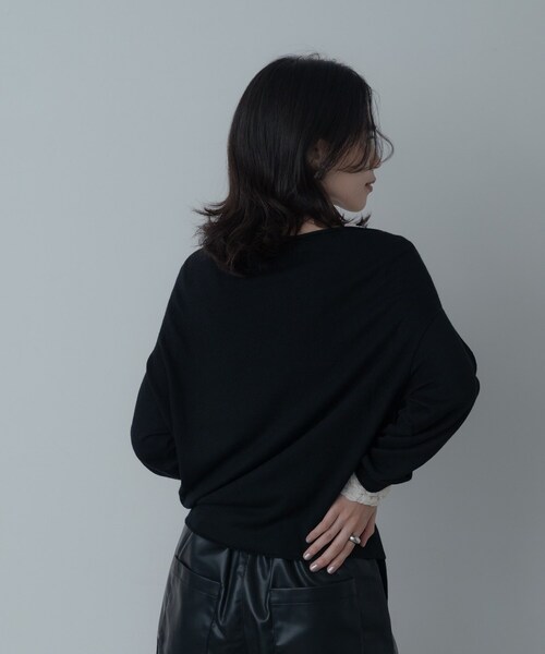INDIVI GALLEST ニット セーター 2Wayドレープスリットニット