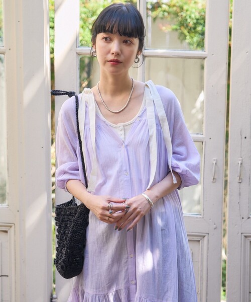 FREAK'S STORE（フリークスストア） 7分袖ワンピース フリ- ラベンダー