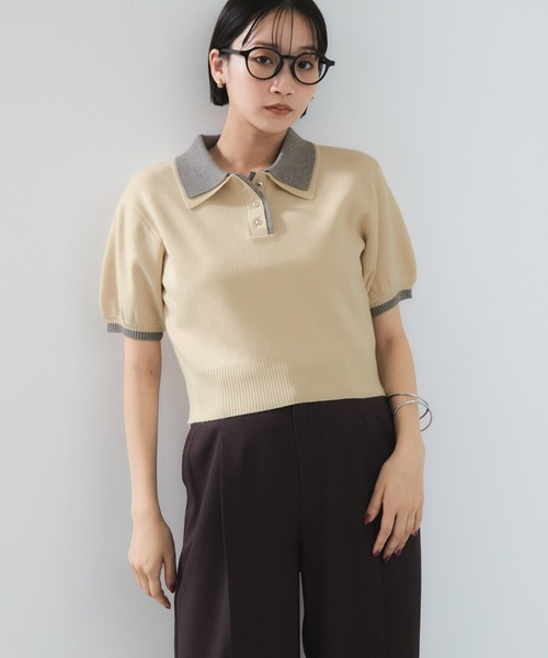 「VIS」 半袖ニット FREE ブラウン レディース_画像6