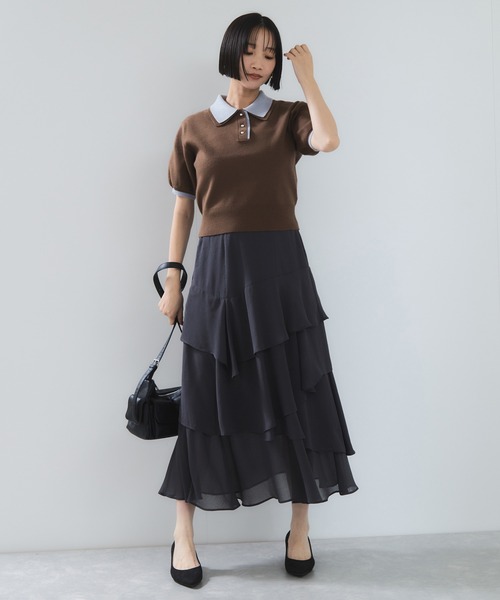 「VIS」 半袖ニット FREE ブラウン レディース_画像8