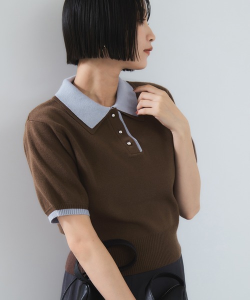 「VIS」 半袖ニット FREE ブラウン レディース_画像9
