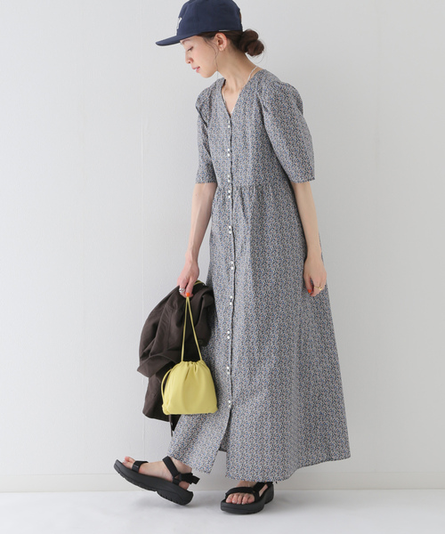 「SLOBE IENA」 半袖ワンピース「LIBERTYコラボ」 - ブルー レディースの画像