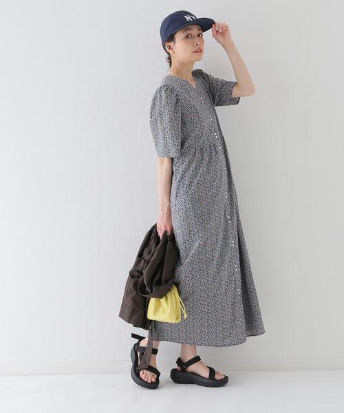 「SLOBE IENA」 半袖ワンピース「LIBERTYコラボ」 - ブルー レディースの画像