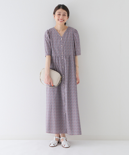 「SLOBE IENA」 半袖ワンピース「LIBERTYコラボ」 - ブルー レディースの画像