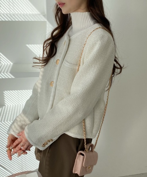 「Ada.」 ツイードジャケット M ブラック レディース_画像4