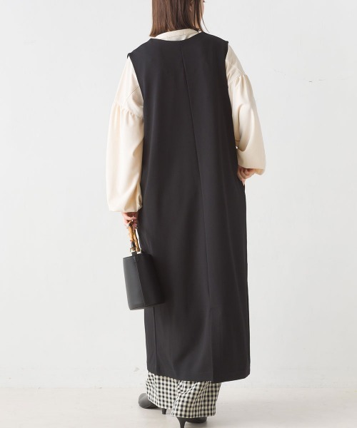 「OMNES」 ノースリーブワンピース FREE グレイッシュベージュ レディース_画像4