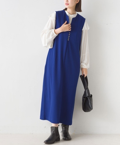 「OMNES」 ノースリーブワンピース FREE グレイッシュベージュ レディース_画像7