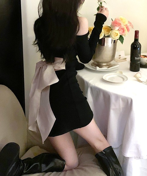 「Riff」 長袖ワンピース M ブラック レディース_画像5