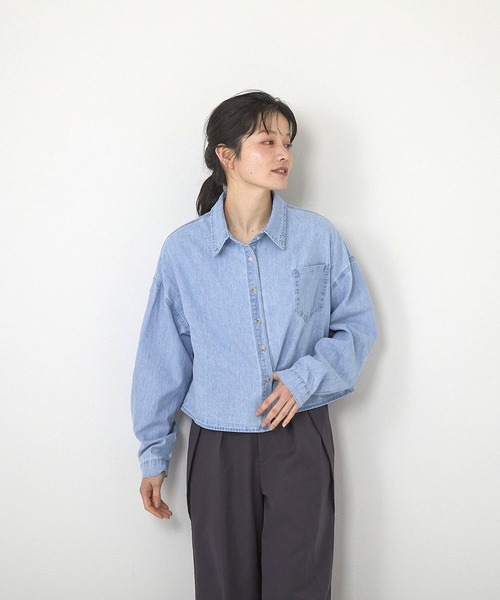 illumine ブラウス シャツ ショート丈デニムシャッツ レディース