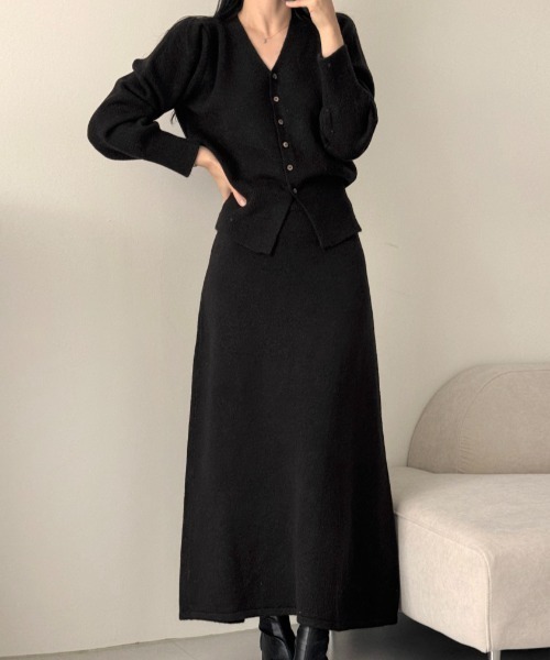 FAVORITO セットアップ ニットシングルブレストトップススカート