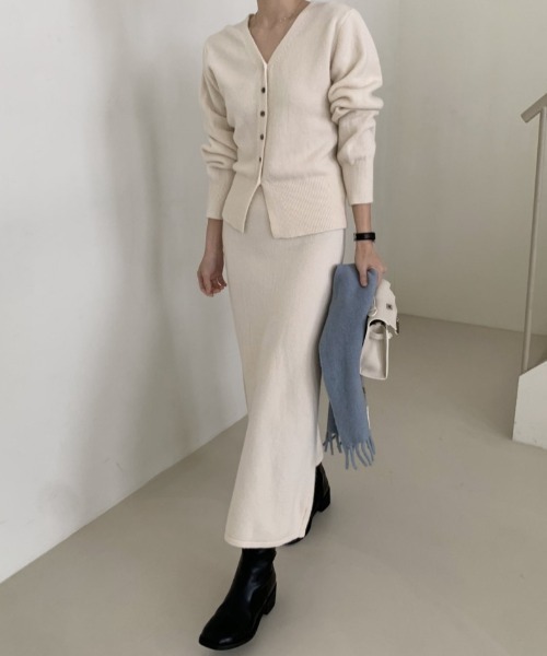 FAVORITO セットアップ ニットシングルブレストトップススカート