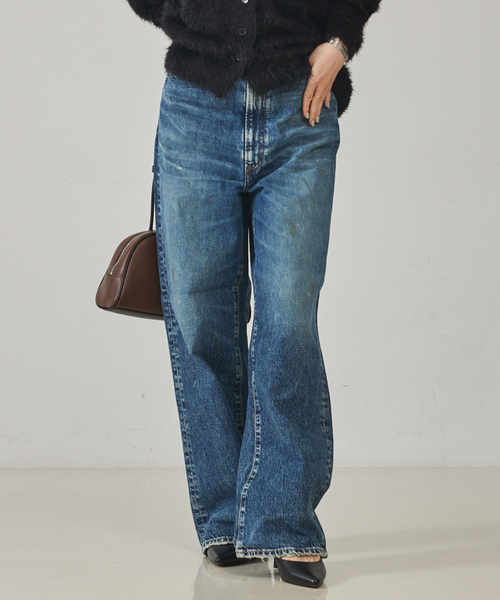 【未使用】アッパーハイツ デニム 大きいサイズ ダメージ加工 タグ付き 2.5万 upperhights（アッパーハイツ） デニムパンツ 25 ライトグレー