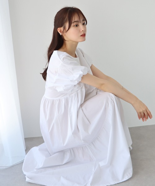 「BLUEEAST」 半袖ワンピース MEDIUM ベージュ レディース_画像3