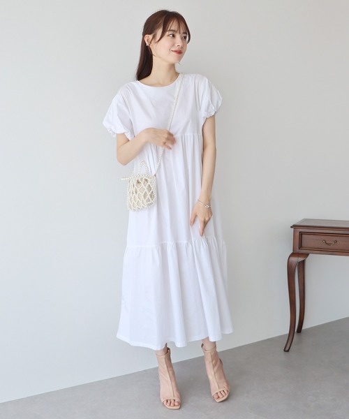 「BLUEEAST」 半袖ワンピース MEDIUM ベージュ レディース_画像4