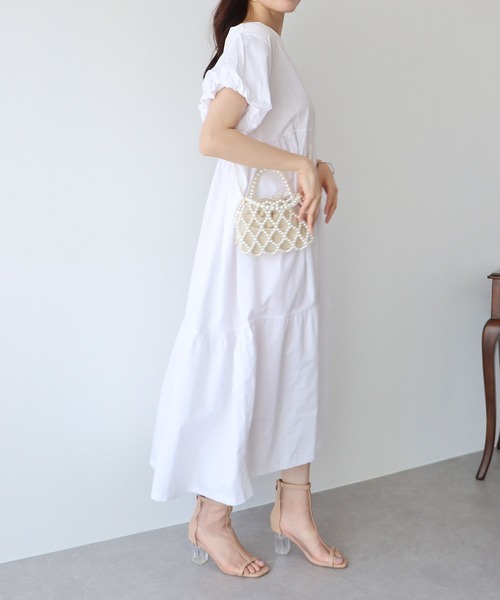 「BLUEEAST」 半袖ワンピース MEDIUM ベージュ レディース_画像6