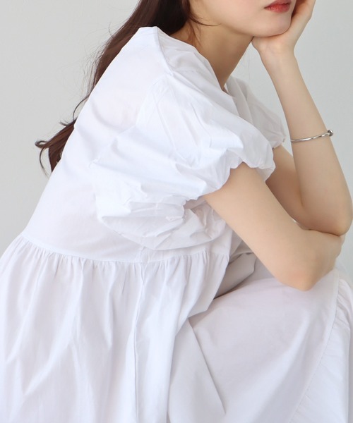「BLUEEAST」 半袖ワンピース MEDIUM ベージュ レディース_画像7