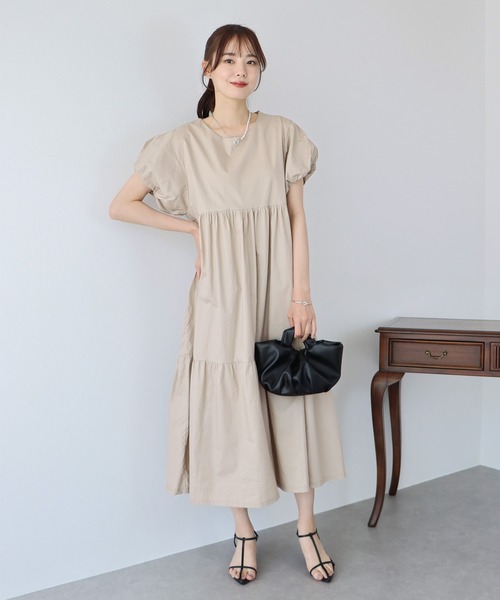「BLUEEAST」 半袖ワンピース MEDIUM ベージュ レディース_画像9