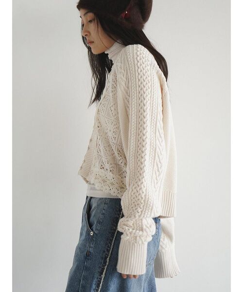 FIKA.（フィーカ） カーディガン Cotton lace knit cardigan