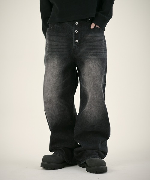 byejeremy 黒バギーデニム　32インチ RBTM15B ≪BLACK≫ 
