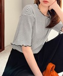 tシャツ 半袖 配色を効かせて、“普通”をアッ...の詳細画像2
