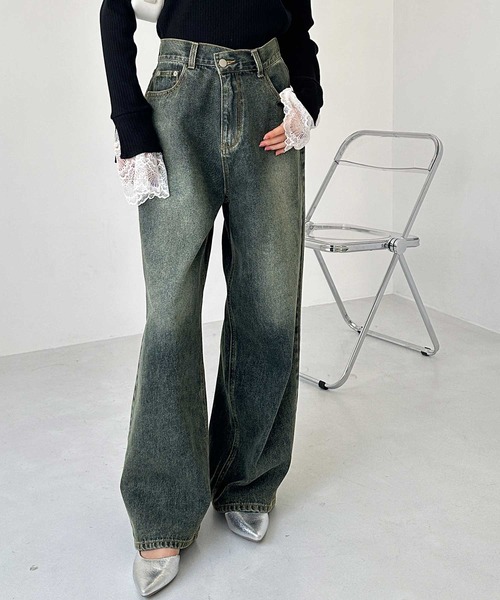 「GeeRA」 デニムパンツ X-LARGE ネイビー レディース_画像5