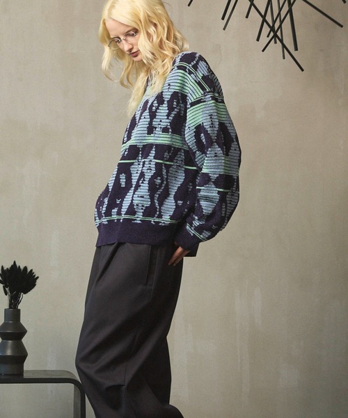 「MAISON SPECIAL」 長袖ニット 2 パープル メンズの画像