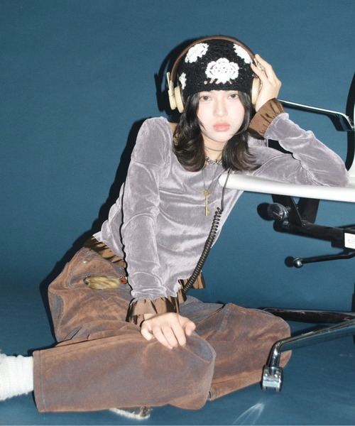 「musubore」 長袖カットソー FREE グレー レディース_画像3