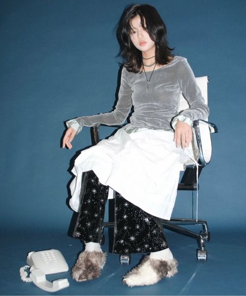 「musubore」 長袖カットソー FREE グレー レディース_画像4