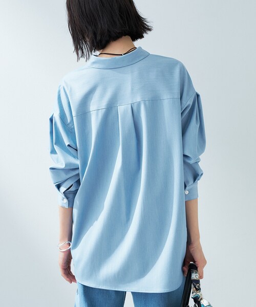 新品同様インディヴィINDIVI★デニムシャツチュニック INDIVI（インディヴィ） ブラウス シャツ 「洗える」デニムライク