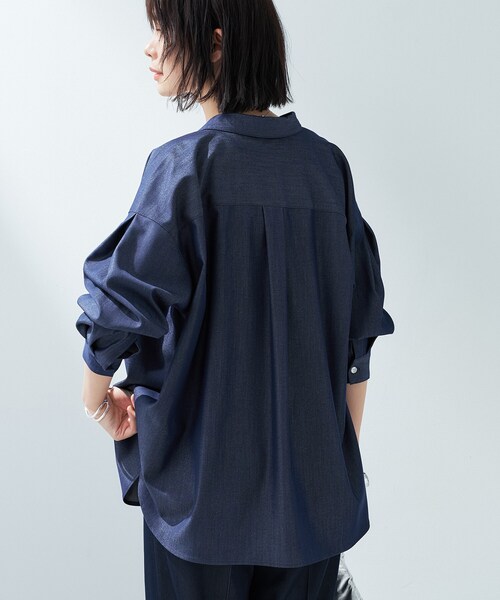 INDIVI（インディヴィ） ブラウス シャツ 「洗える」デニムライク
