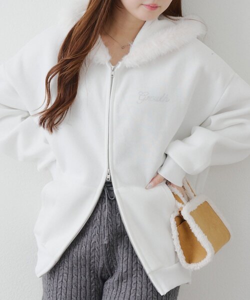 「continuer de NICE CLAUP」 ジップアップパーカー FREE オフホワイト レディース_画像2