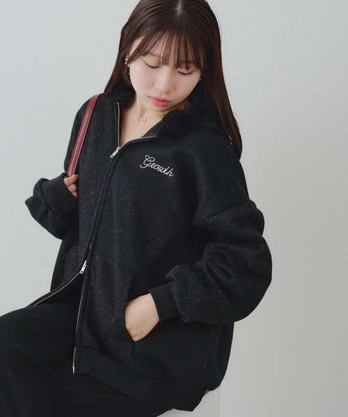 「continuer de NICE CLAUP」 ジップアップパーカー FREE オフホワイト レディース_画像9