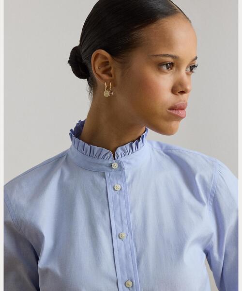 ラルフローレン フリルブラウス 白 長袖 コットン フリルシャツ LAUREN RALPH LAUREN（ローレン ラルフローレン） ブラウス シャツ