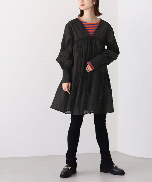 「SLOBE citron.」 長袖ワンピース - ブラック レディース_画像2