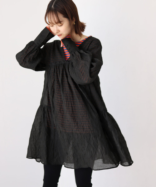 「SLOBE citron.」 長袖ワンピース - ブラック レディース_画像3