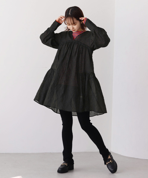 「SLOBE citron.」 長袖ワンピース - ブラック レディース_画像10