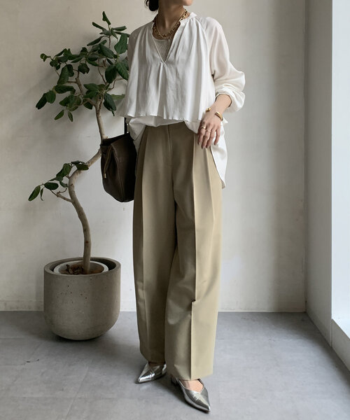 「DouDou」 7分袖シャツ FREE ネイビー レディース_画像2